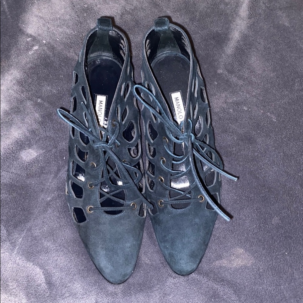 Manolo Blahnik Suede Ankle Booties